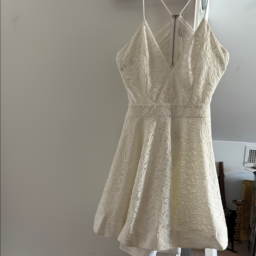 Windsor Cream Lace Mini Dress with Spaghetti Straps